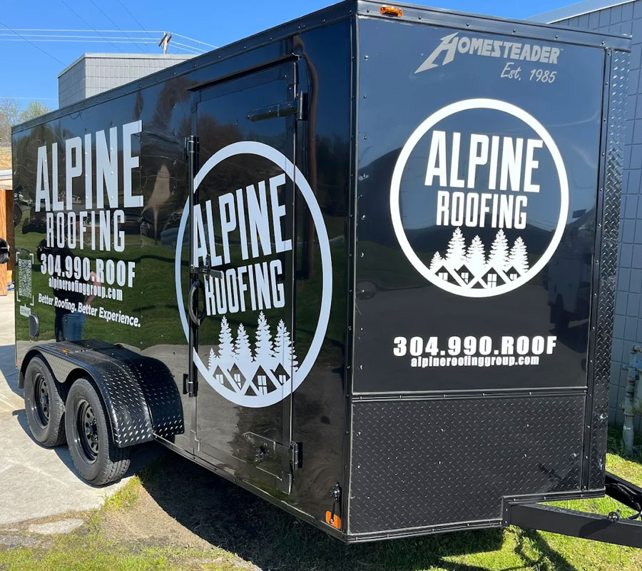 Alpine Roofing trailer wrap